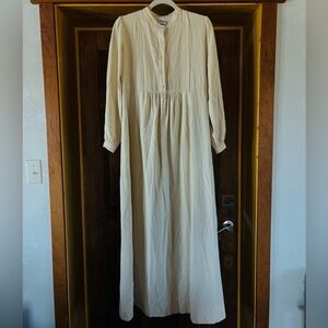 VINTAGE 100% Silk Noil Cream Elegant Gown with Empire Waist